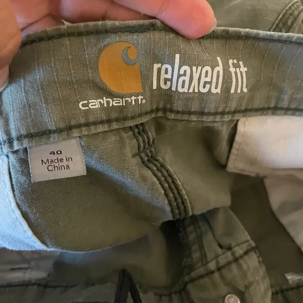 Carhartt Relaxed Fit Green Men's Cargo Work Shorts Ripstop Fabric Size 40